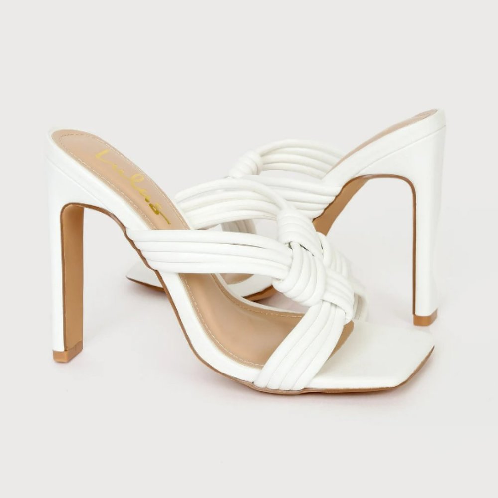 Lulus White Square Toes Heels
